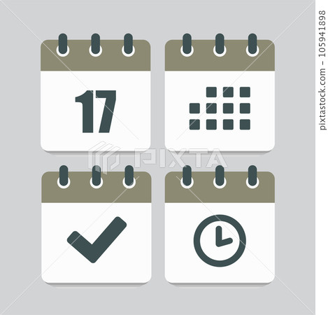 Icon page calendar - 17 day, agenda, timer, done 105941898