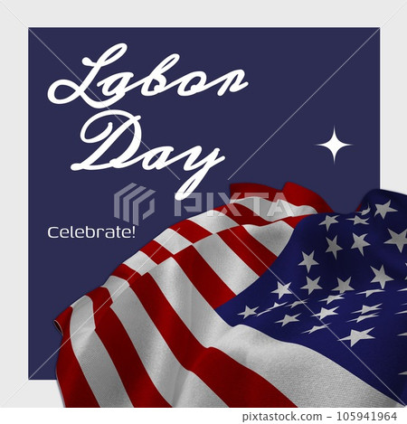 Labor day, celebrate text in white with flag of america on dark blue background 105941964