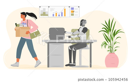 AI Robot People Unemployment Job loss Work problem 105942456