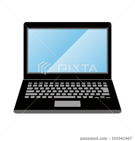簡單的插圖_黑色筆記本電腦 105942467