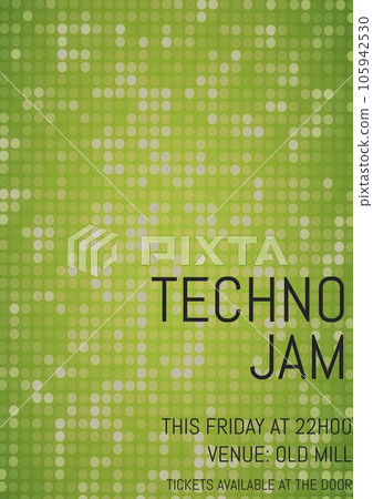 Techno jam, this friday at 22h00, venue old mill, tickets available at the door text on green grid Techno jam, this friday at 22h00, venue old mill, tickets available at the door text on green grid 105942530