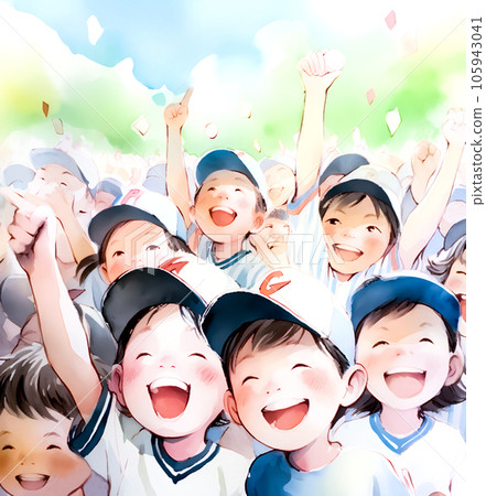 孩子們為小聯盟比賽歡呼 105943041
