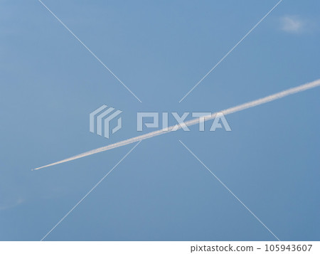 Blue sky and airplane cloud 105943607