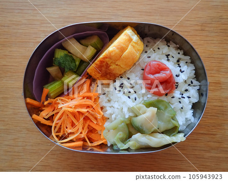 輕醃芹菜和煎蛋的便當盒 輕醃芹菜和煎蛋的便當盒 105943923