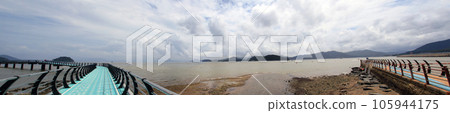 Panoramic sea photo of Gwangam Beach in Namhae, Gyeongsangnam-do, South Korea before the typhoon Panoramic sea photo of Gwangam Beach in Namhae, Gyeongsangnam-do, South Korea before the typhoon 105944175