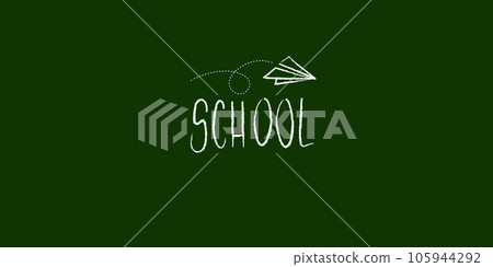 Vector School banner with doodle chalk text on school board 105944292