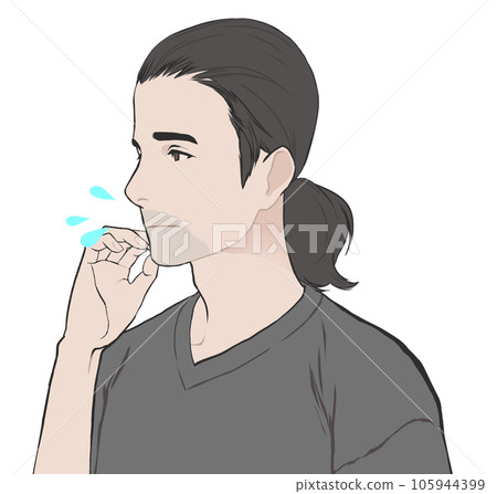 A man suffering from blue beard (black hair all back) 105944399