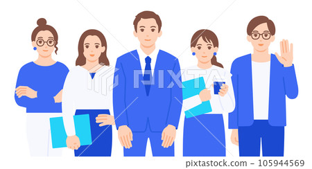 銷售、程序員、設計師、後台。不同的人在一家公司工作。矢量插圖材料。 105944569