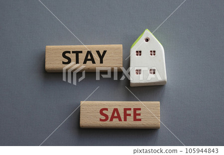 Stay Safe symbol. Concept word Stay Safe on wooden blocks. Beautiful grey background. Business and Stay Safe concept. Copy space Stay Safe symbol. Concept word Stay Safe on wooden blocks. Beautiful grey background. Business and Stay Safe concept. Copy space 105944843