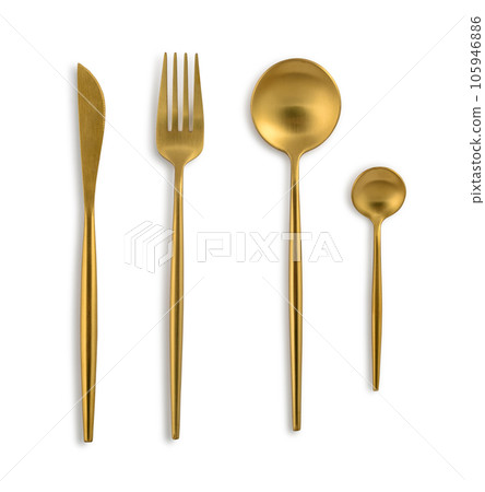 Golden coloured cutlery set Golden coloured cutlery set 105946886