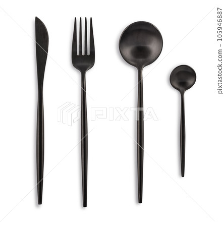 Black coloured cutlery set Black coloured cutlery set 105946887