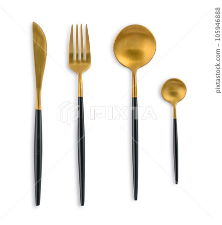 Golden coloured cutlery set Golden coloured cutlery set 105946888