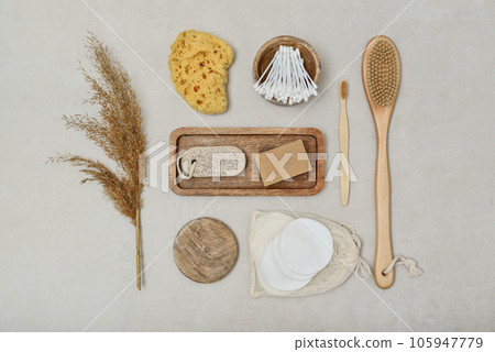 Set of various eco-friendly toiletries Set of various eco-friendly toiletries 105947779