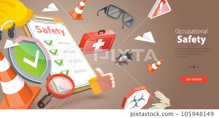 3D Vector Conceptual Illustration of Occupational Safety 3D Vector Conceptual Illustration of Occupational Safety 105948149