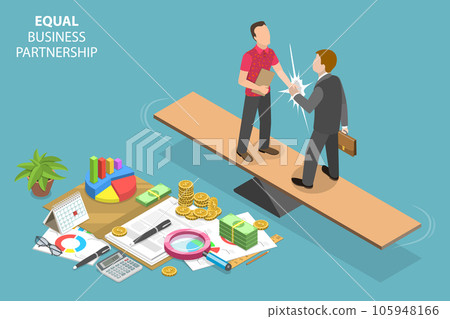 3D Isometric Flat Vector Conceptual Illustration of Equal Business Partnership 105948166