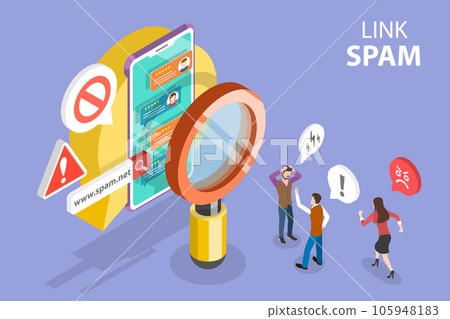 3D Isometric Flat Vector Conceptual Illustration of Link Spam 105948183