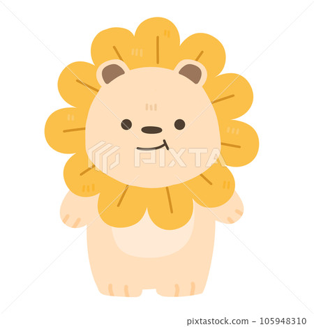 Lion sunflower cute cartoon 105948310