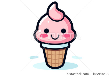 vector character of cute ice cream. smile cartoon character art, Cartoon kawaii ice cream cone vector character of cute ice cream. smile cartoon character art, Cartoon kawaii ice cream cone 105948599