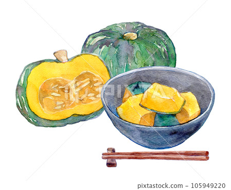 水彩插圖煮南瓜冬至 105949220