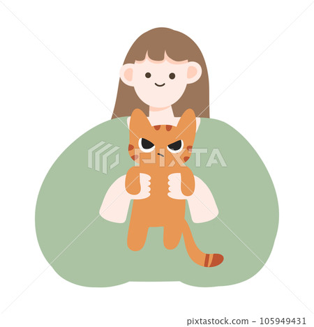 Girl holding cat, animal therapy 105949431