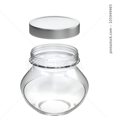 Empty oval glass jar with metal lid 105949465