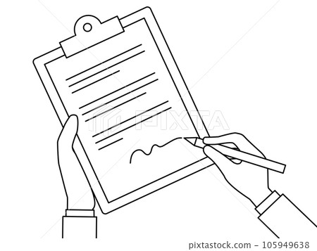 hand signing a document 105949638