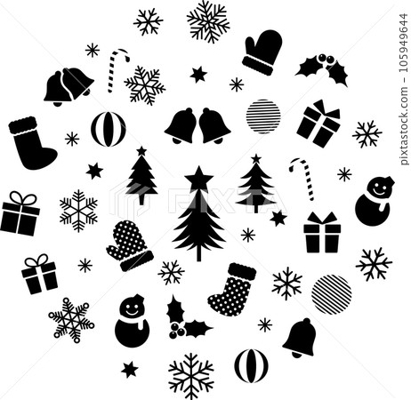 Set of monochrome christmas icons Set of monochrome christmas icons 105949644