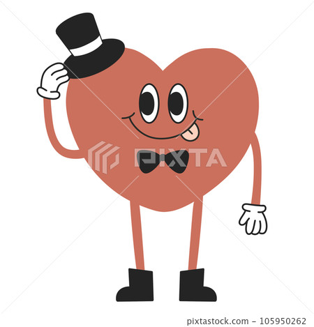 Heart groovy retro character cartoon Heart groovy retro character cartoon 105950262