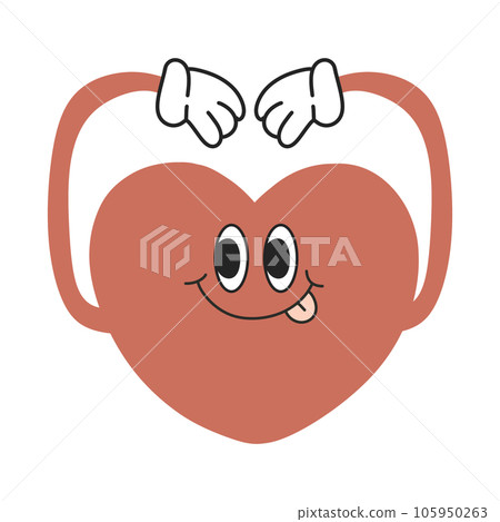 Heart groovy retro character cartoon Heart groovy retro character cartoon 105950263