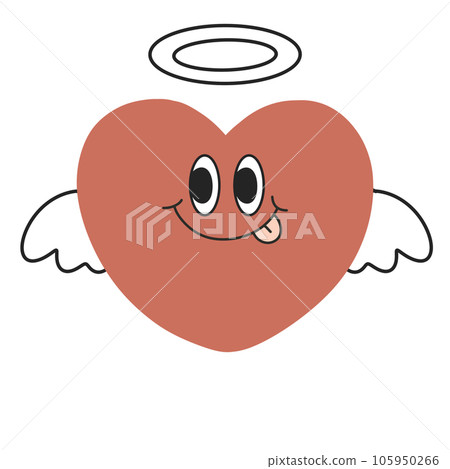 angel Heart groovy retro character cartoon angel Heart groovy retro character cartoon 105950266