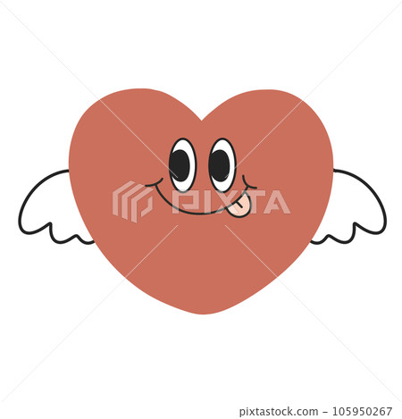angel Heart groovy retro character cartoon angel Heart groovy retro character cartoon 105950267