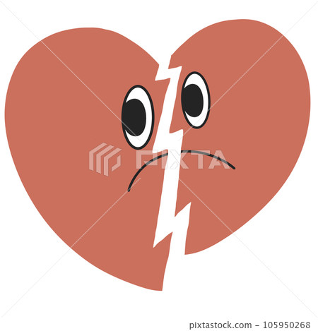 broken Heart groovy retro character cartoon broken Heart groovy retro character cartoon 105950268