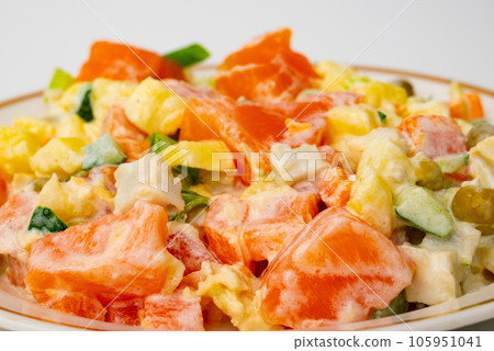 Fresh salad with smoked salmon. Fresh salad with smoked salmon. 105951041