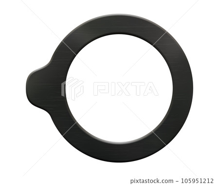 A rubber black round gasket with a slight protrusion or eyelet with a light, realistic texture isolated from the background 105951212