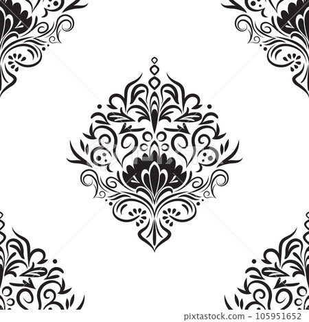 Damask floral motif tile pattern. Luxury tile isolated element. 105951652