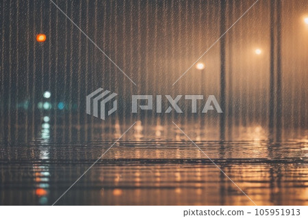 Empty streets and roads with no traffic during rainy days in european city. Generative AI 105951913