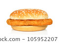 Burger with chicken meat on a white background 105952207