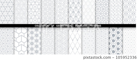 Geometric set of seamless gray and white patterns. Simpless vector graphics. Geometric set of seamless gray and white patterns. Simpless vector graphics. 105952336