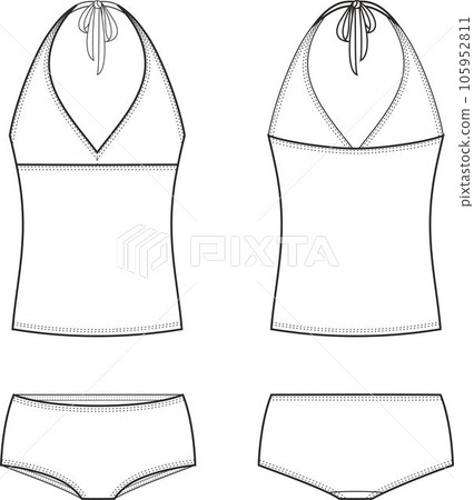 Womens tankini swimsuit. Top and panties. 105952811