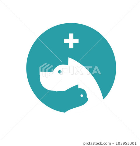 Veterinarian icon with cross, pets and cross Veterinarian icon with cross, pets and cross 105953301