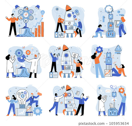 Team solving problems. Problem solving Union and teamwork Collaborating for find idea to solve a problem Strategy for business Match business vision Cartoon partners working in connection Project Team solving problems. Problem solving Union and teamwork Collaborating for find idea to solve a problem Strategy for business Match business vision Cartoon partners working in connection Project 105953634