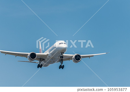 [JAL aircraft ready to land from the sky above Jonanjima Seaside Park] 105953877