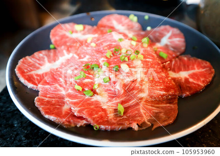 beef or sliced beef , raw beef or sliced pork 105953960