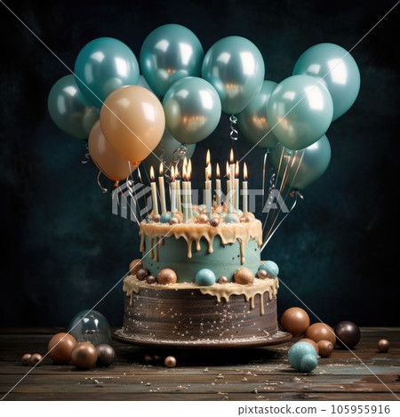 A birthday cake with candles A birthday cake with candles 105955916
