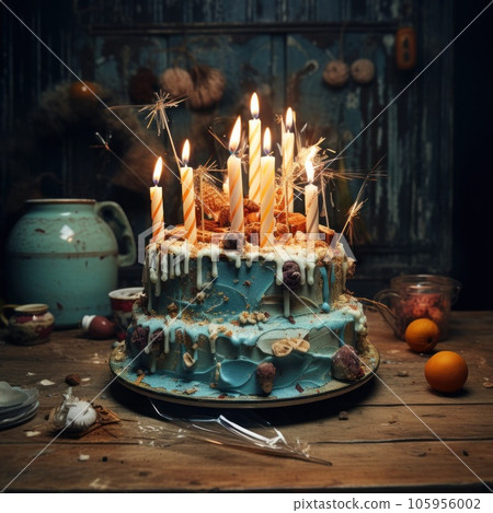 A birthday cake with candles A birthday cake with candles 105956002