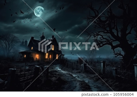Halloween dark house background Halloween dark house background 105956004