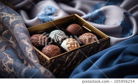 Beautiful chocolate box full of chocolate treats 105956254