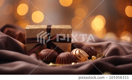 Beautiful chocolate box full of chocolate treats Beautiful chocolate box full of chocolate treats 105956331