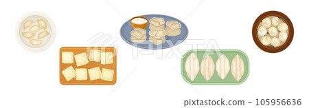 Various Dumplings of Cooked Dough with Filling Vector Set Various Dumplings of Cooked Dough with Filling Vector Set 105956636