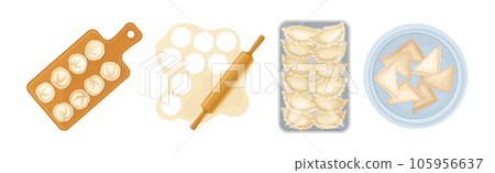 Various Dumplings of Cooked Dough with Filling Vector Set Various Dumplings of Cooked Dough with Filling Vector Set 105956637